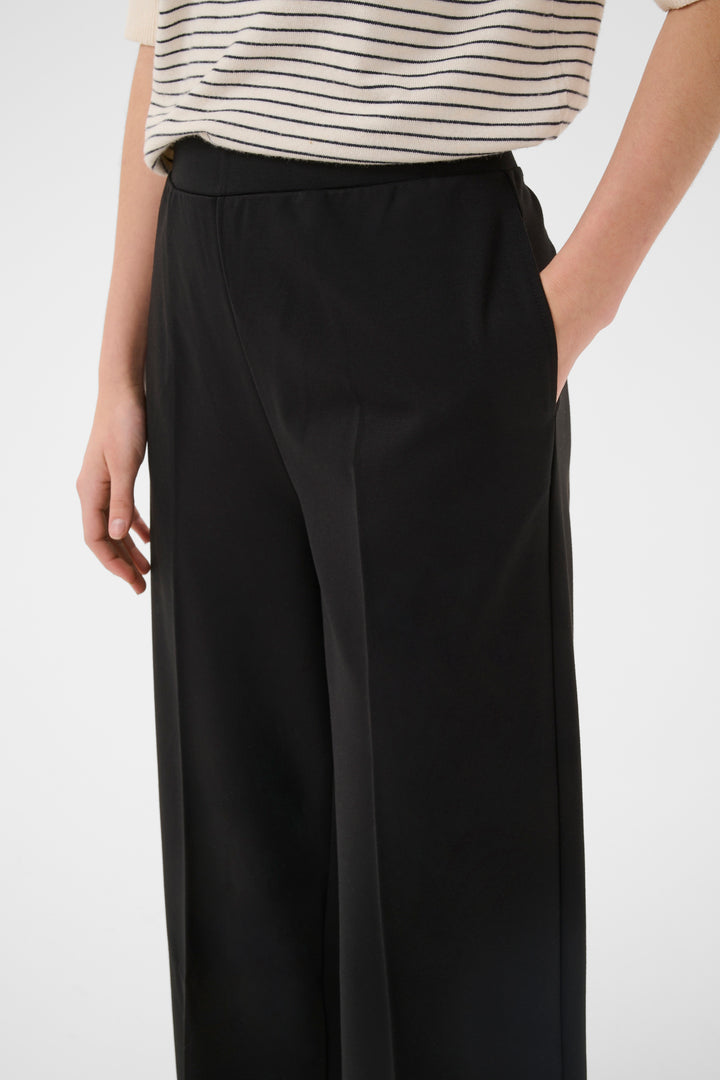 Pantalon écourté à jambe large Conchita -  En tricot extensible et taille élastique