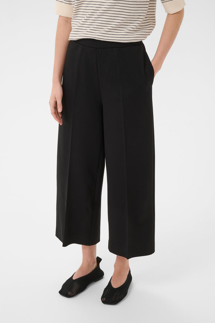 Pantalon écourté à jambe large Conchita -  En tricot extensible et taille élastique