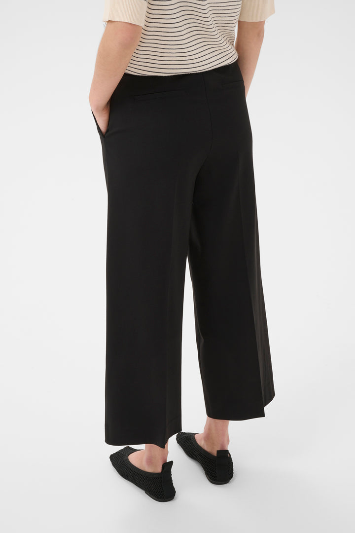 Pantalon écourté à jambe large Conchita -  En tricot extensible et taille élastique