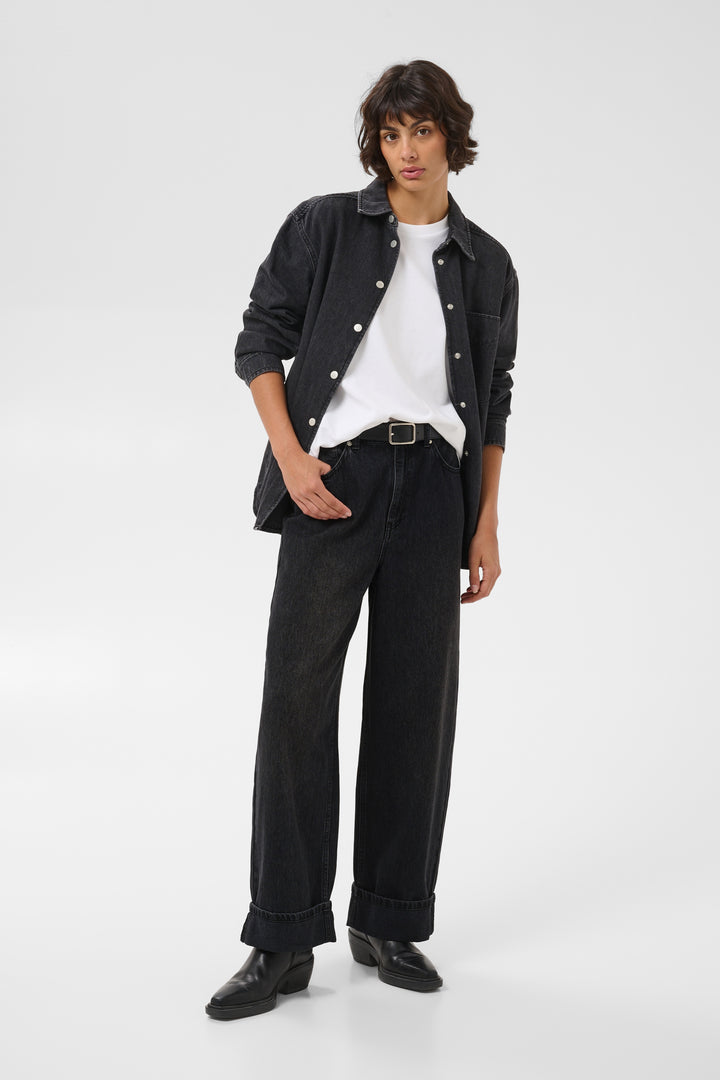 Jeans en denim à jambes amples Christine - 100% coton