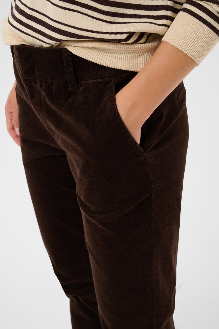 Pantalon en velours côtelé extensible Soffysa - À coupe droite et longueur cheville