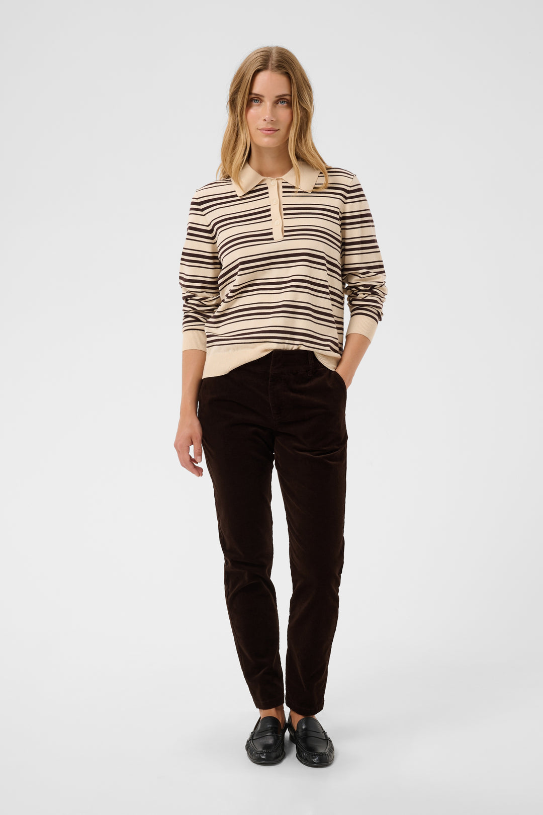 Pantalon en velours côtelé extensible Soffysa - À coupe droite et longueur cheville
