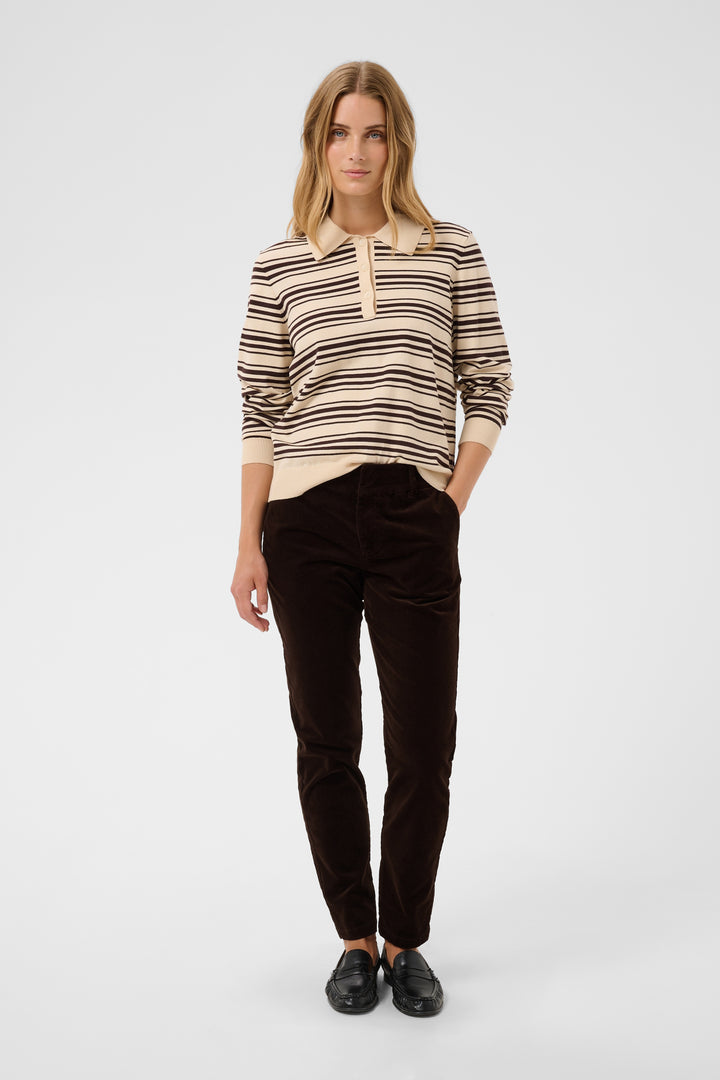 Pantalon en velours côtelé extensible Soffysa - À coupe droite et longueur cheville