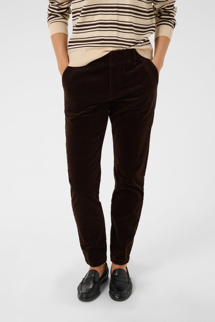 Pantalon en velours côtelé extensible Soffysa - À coupe droite et longueur cheville