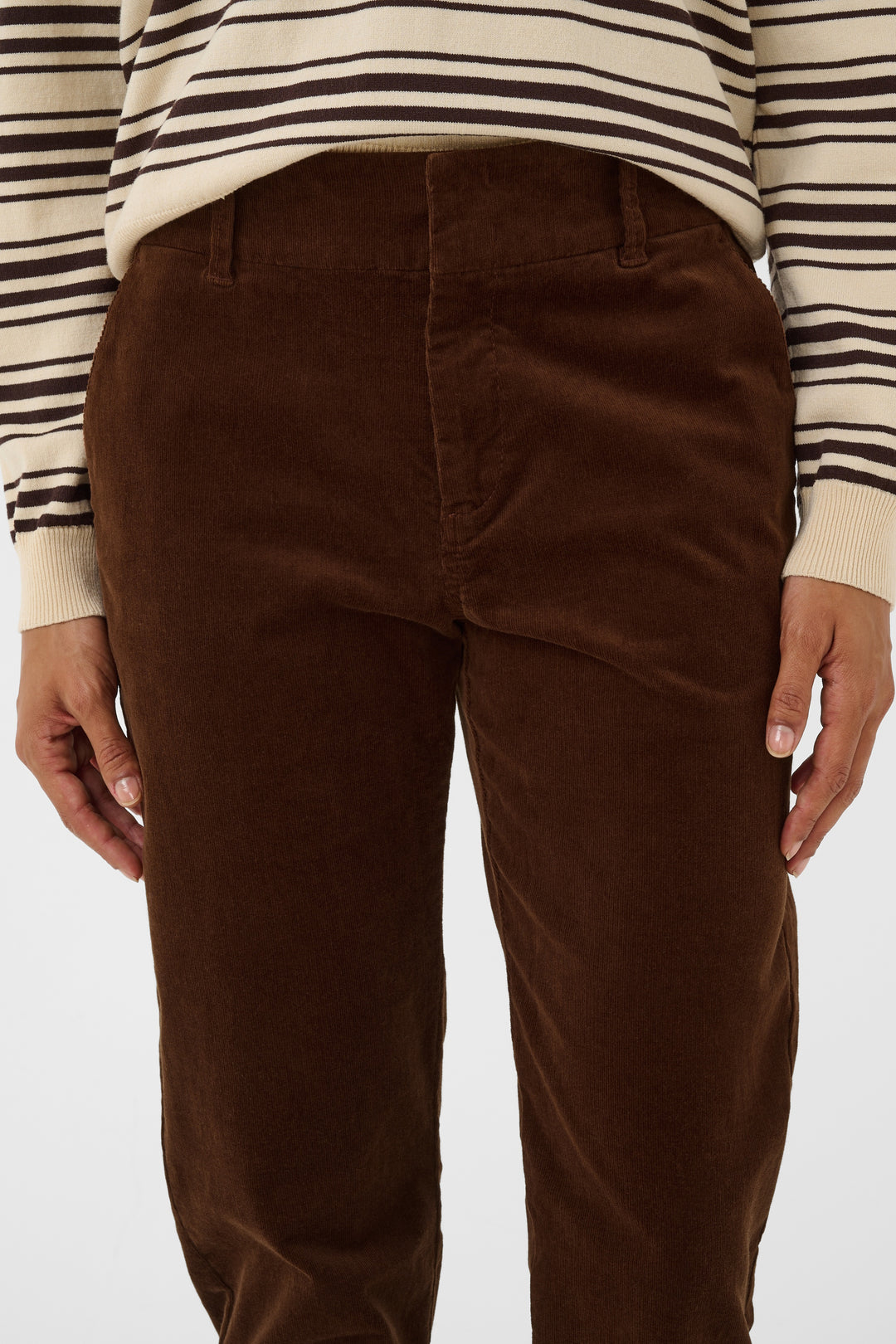 Pantalon en velours côtelé extensible Soffysa - À coupe droite et longueur cheville