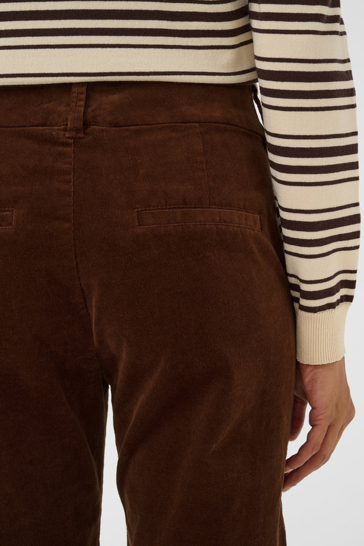 Pantalon en velours côtelé extensible Soffysa - À coupe droite et longueur cheville