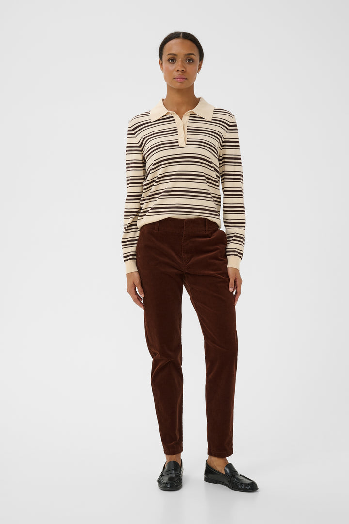Pantalon en velours côtelé extensible Soffysa - À coupe droite et longueur cheville