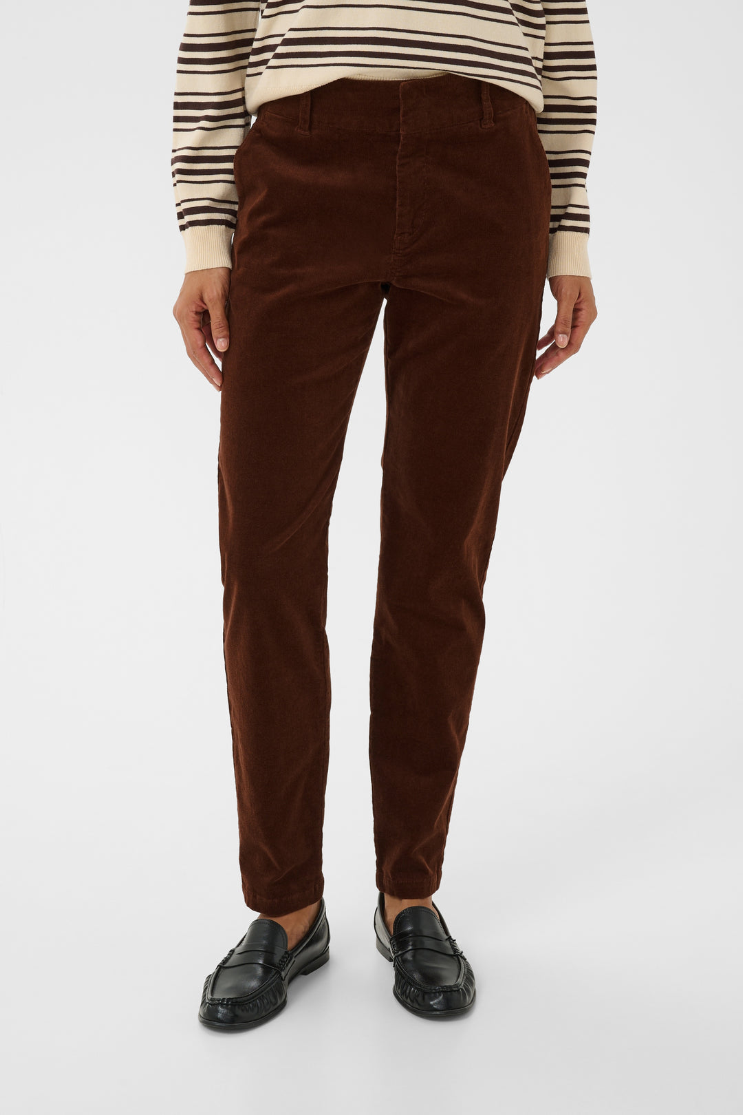 Pantalon en velours côtelé extensible Soffysa - À coupe droite et longueur cheville