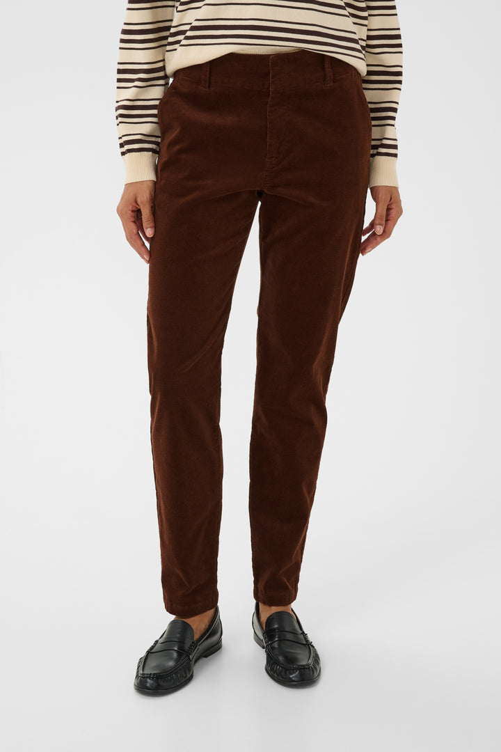 Pantalon en velours côtelé extensible Soffysa - À coupe droite et longueur cheville