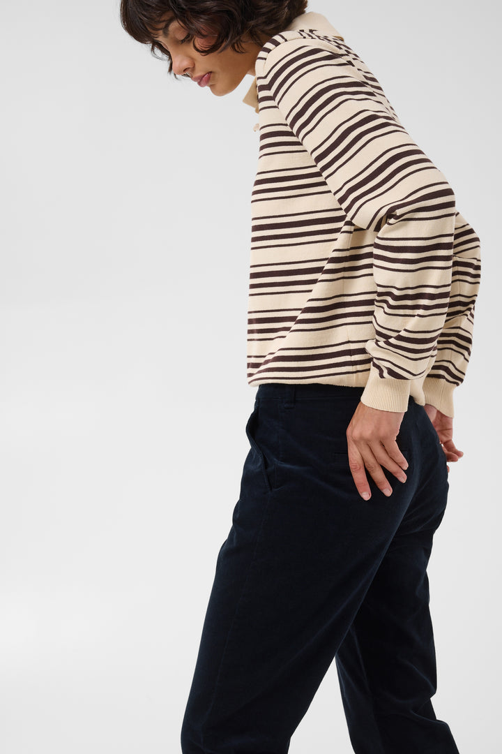 Pantalon en velours côtelé extensible Soffysa - À coupe droite et longueur cheville