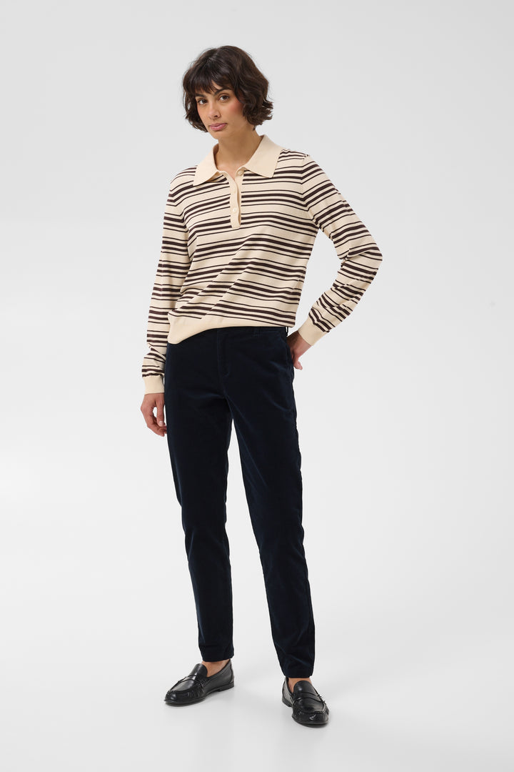 Pantalon en velours côtelé extensible Soffysa - À coupe droite et longueur cheville