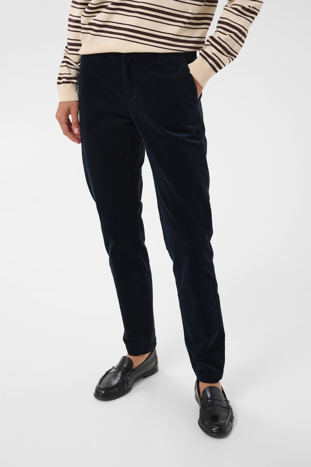 Pantalon en velours côtelé extensible Soffysa - À coupe droite et longueur cheville