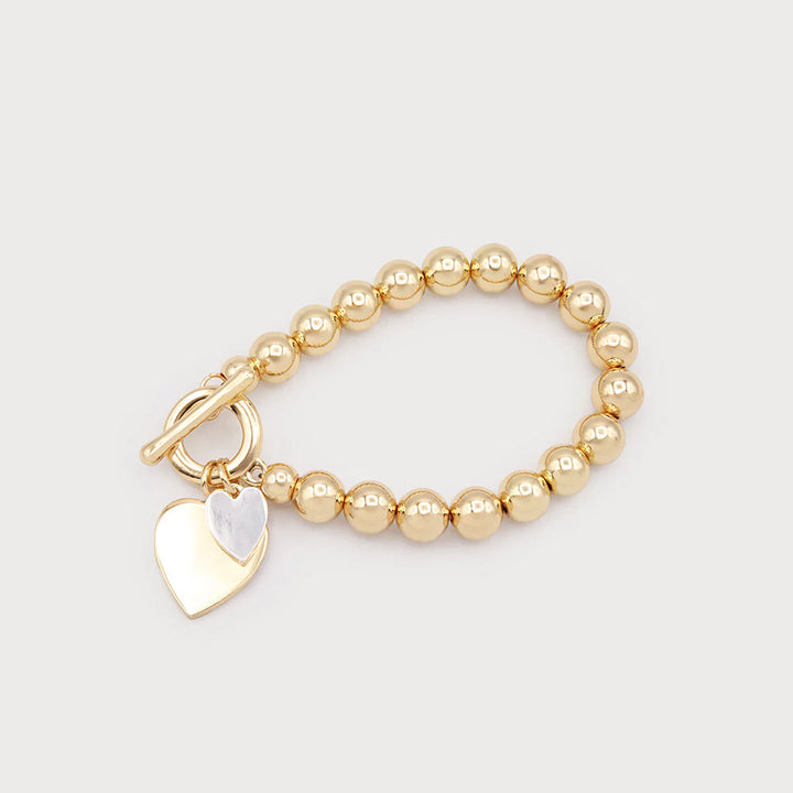 Bracelet avec charms cœur et fermoir T-bar