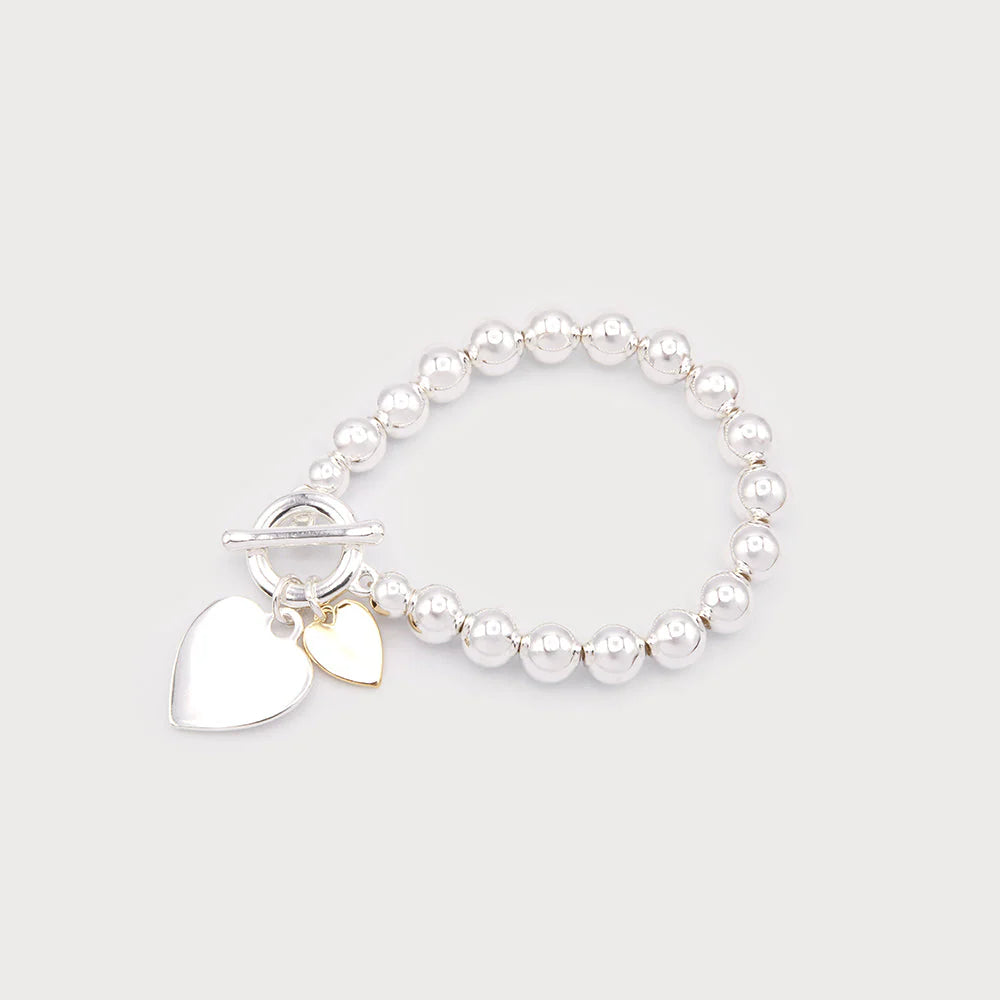 Bracelet avec charms cœur et fermoir T-bar