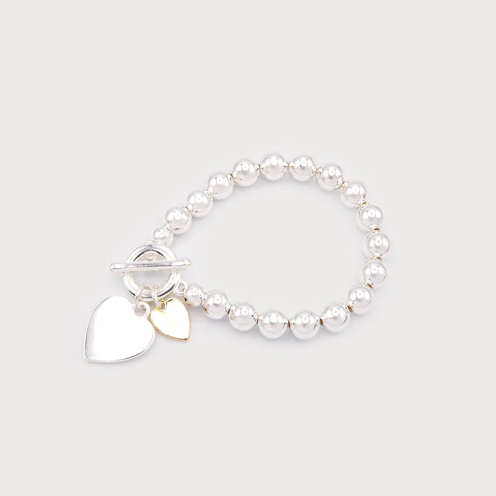 Bracelet avec charms cœur et fermoir T-bar