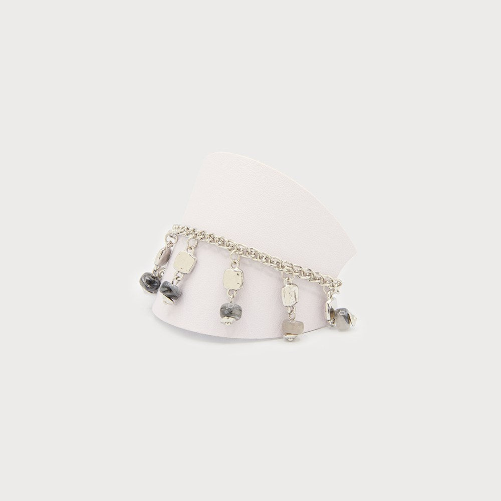 Bracelet chaîne tressée - Pendentifs de pierres naturelles