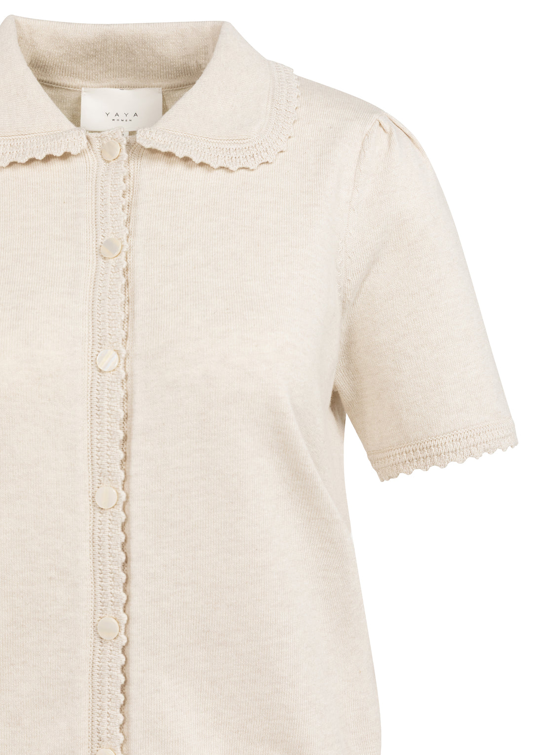 Cardigan en maille fine – Manches courtes col chemise boutonné