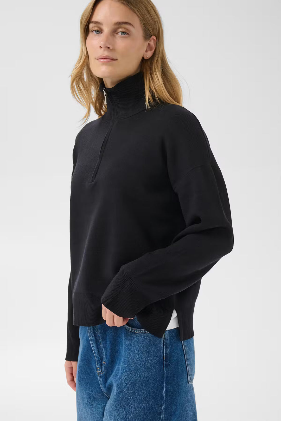 Pull à col montant zippé Silvanas - Mélange de viscose écoresponsable