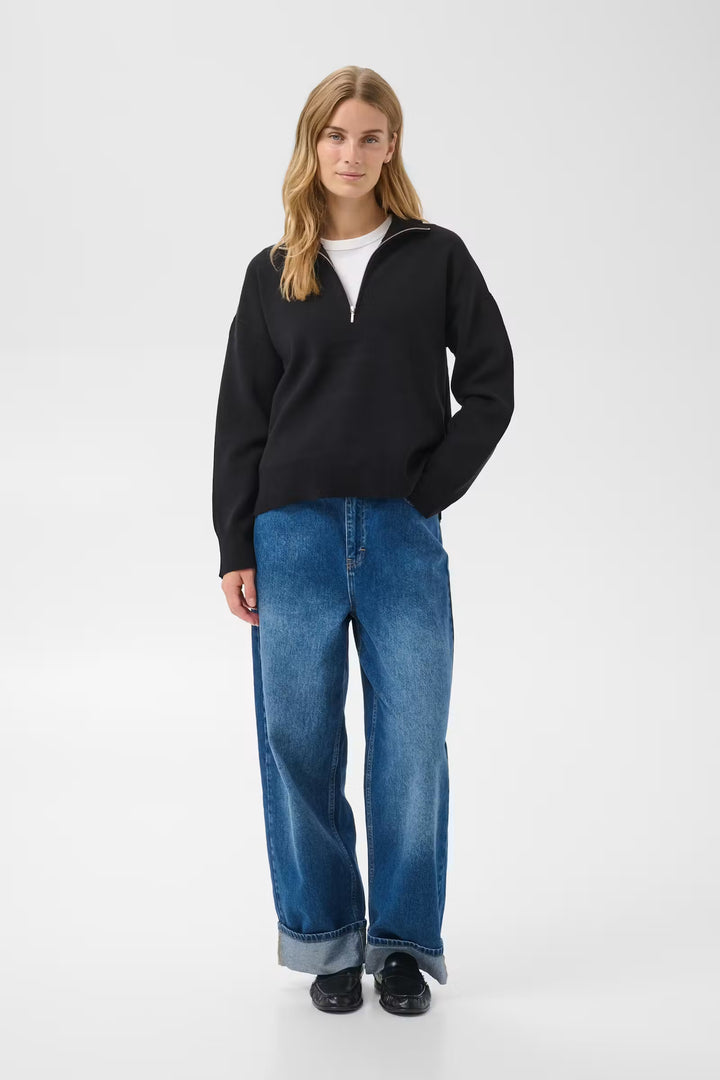Pull à col montant zippé Silvanas - Mélange de viscose écoresponsable