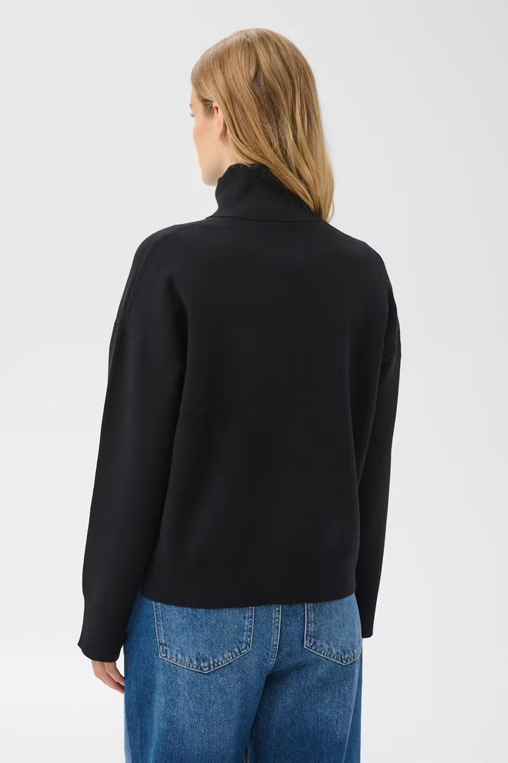 Pull à col montant zippé Silvanas - Mélange de viscose écoresponsable