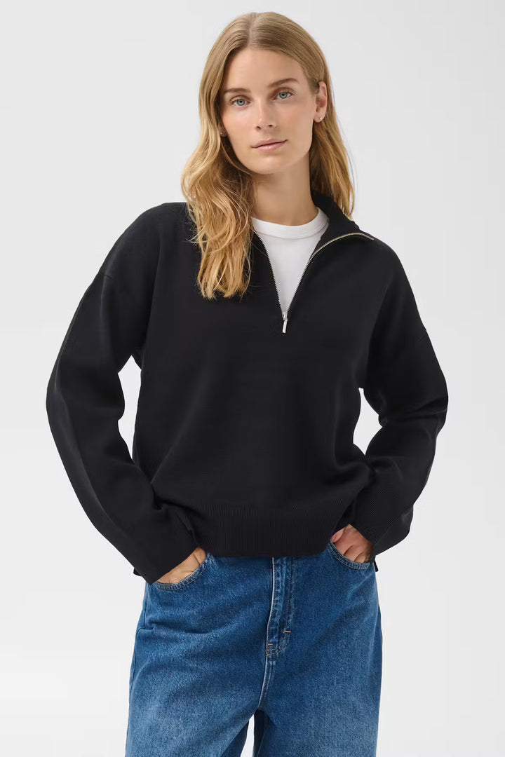 Pull à col montant zippé Silvanas - Mélange de viscose écoresponsable