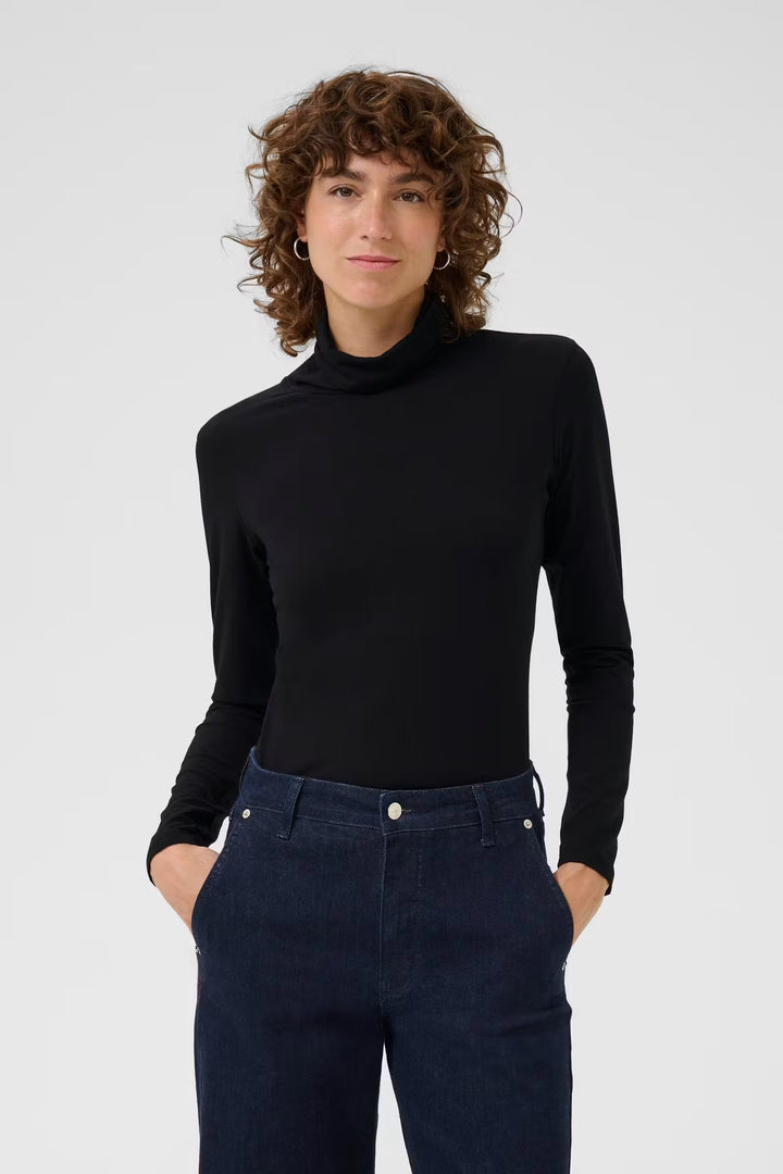 Haut ajusté en mélange de coton biologique Efinas - Style col roulé