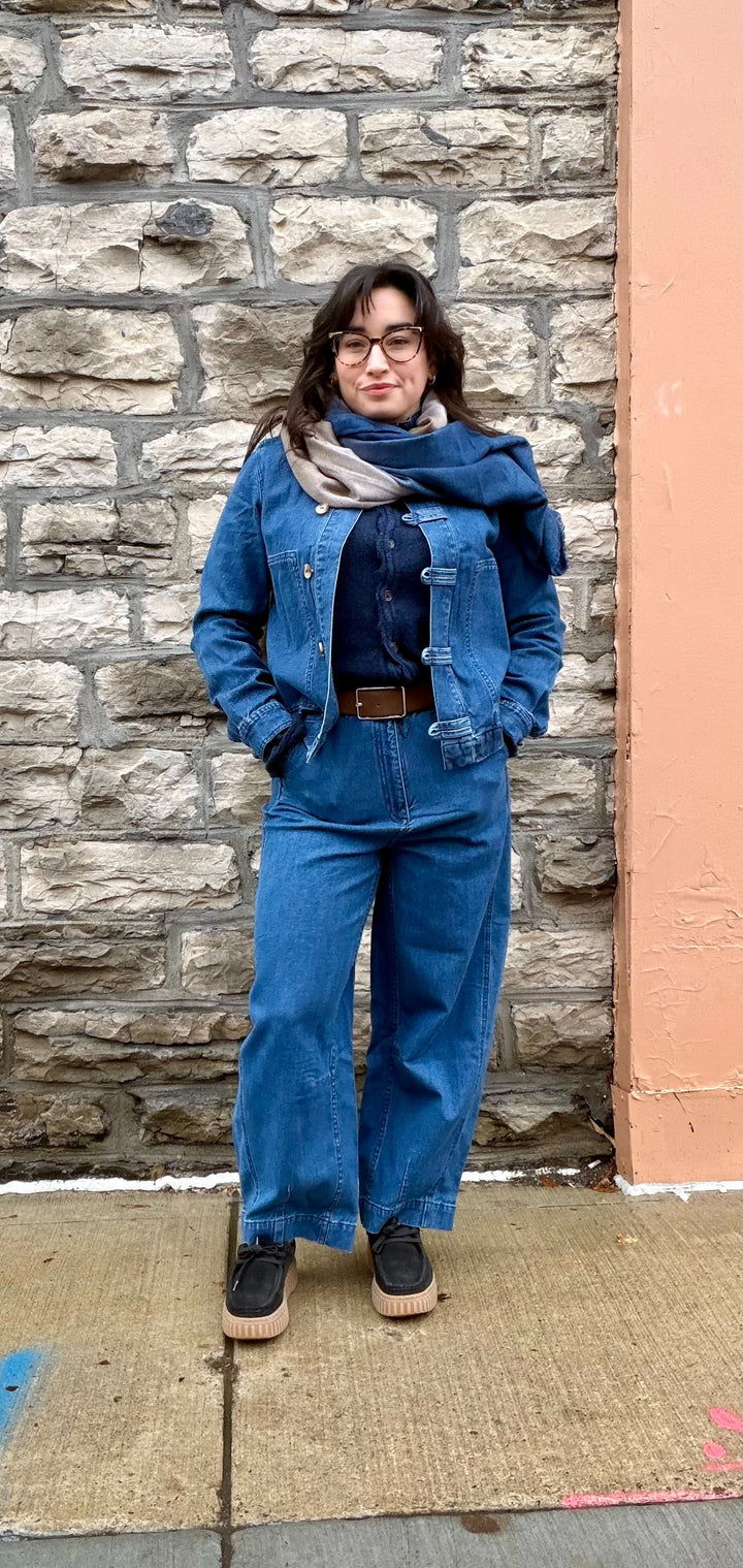 Blouson boutonné Docklands - En denim extensible à col montant