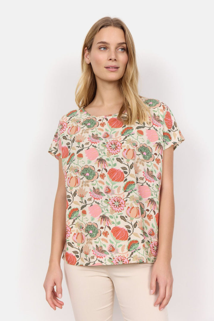 T-shirt avec impression de fleurs