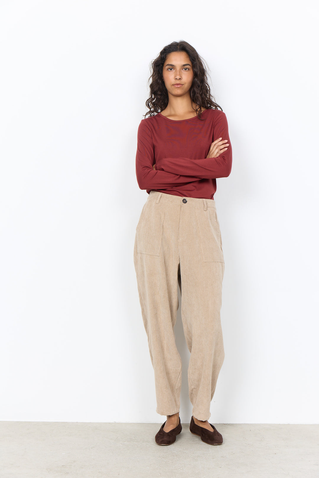 Pantalon texturé Bindi - Taille mi-haute en mélange polyester
