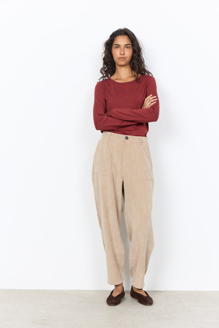 Pantalon texturé Bindi - Taille mi-haute en mélange polyester