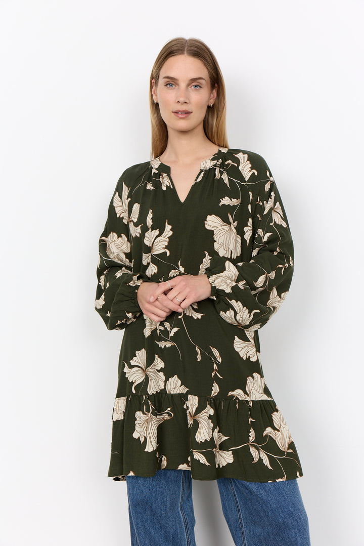 Robe-tunique à motif floral Hamida - Une pièce écoresponsable