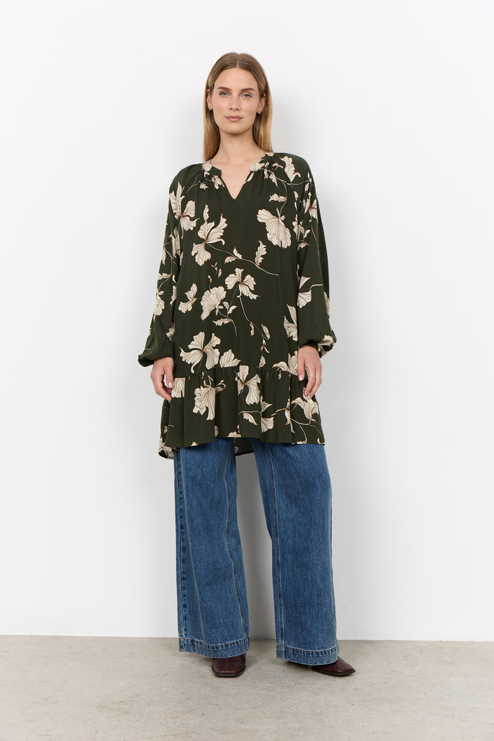 Robe-tunique à motif floral Hamida - Une pièce écoresponsable