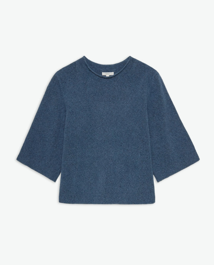 Pull manches 3/4 bleu océan