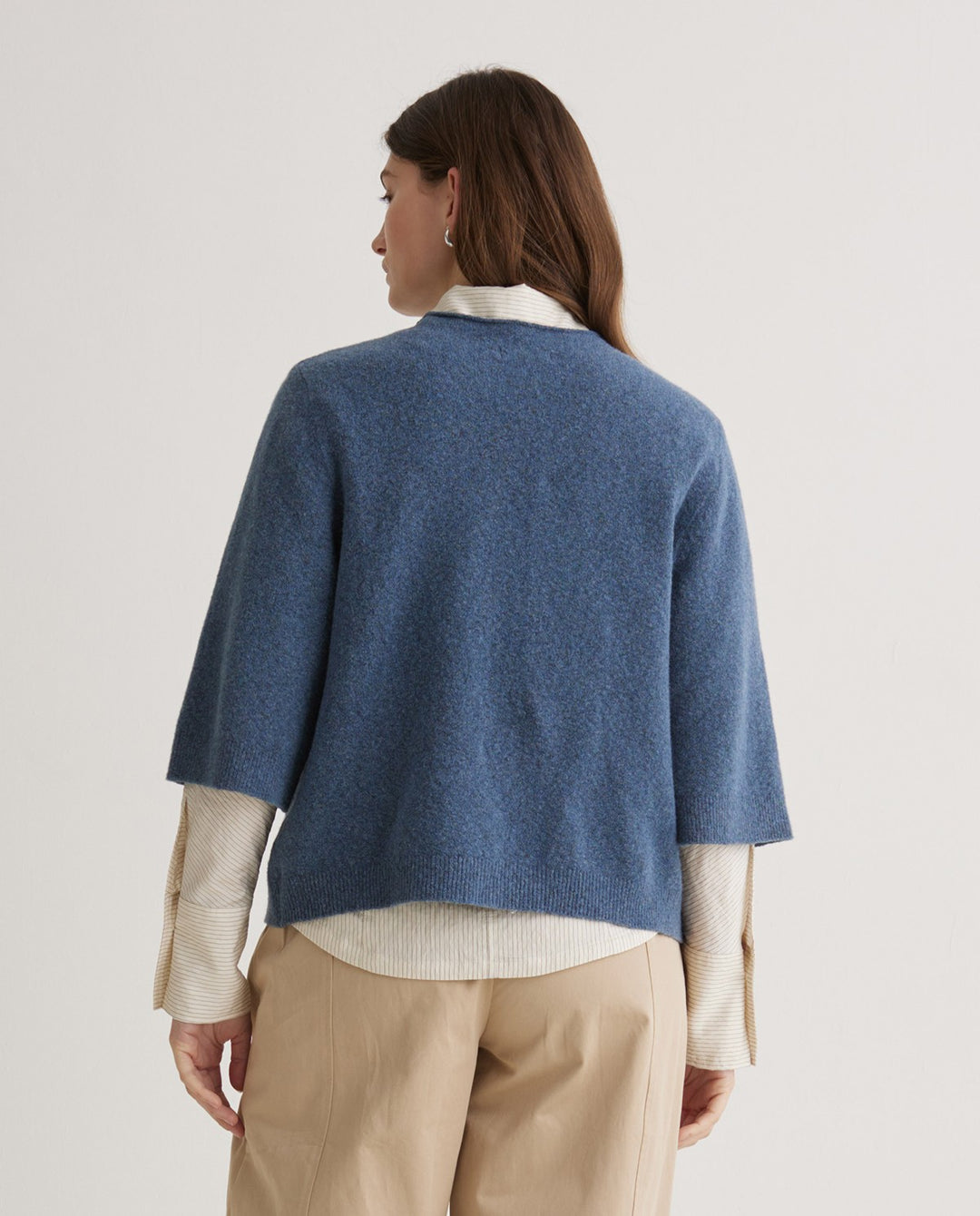 Pull manches 3/4 bleu océan