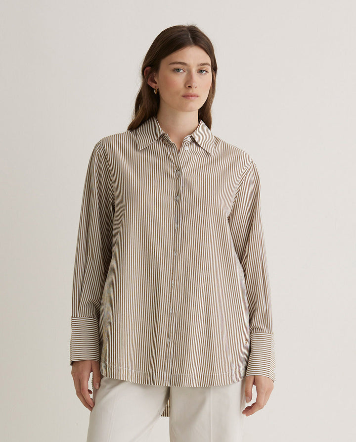 Chemise ample à rayures taupes