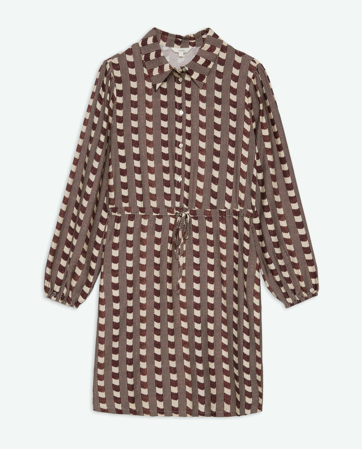 Robe chemise à manches longues à nouer