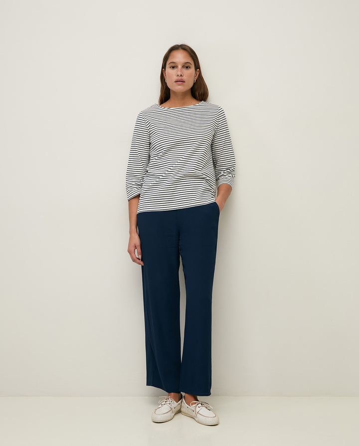 T-shirt rayé à encolure bateau en coton biologique