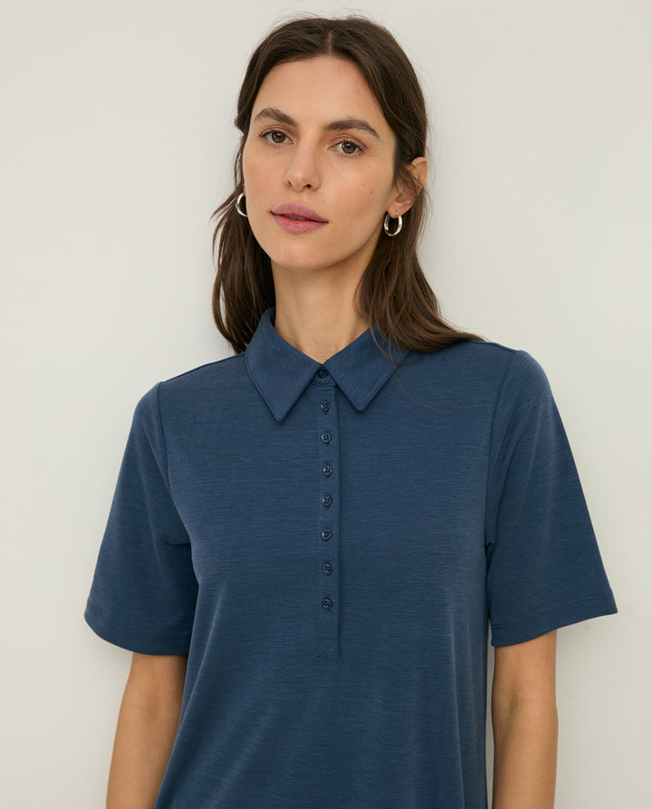Robe courte à col polo - Décontractée et extensible