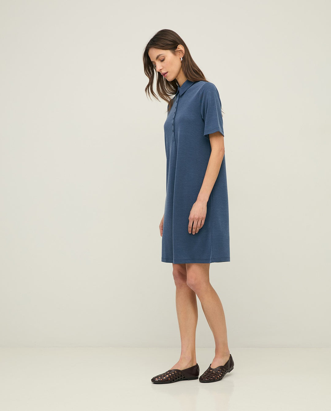 Robe courte à col polo - Décontractée et extensible