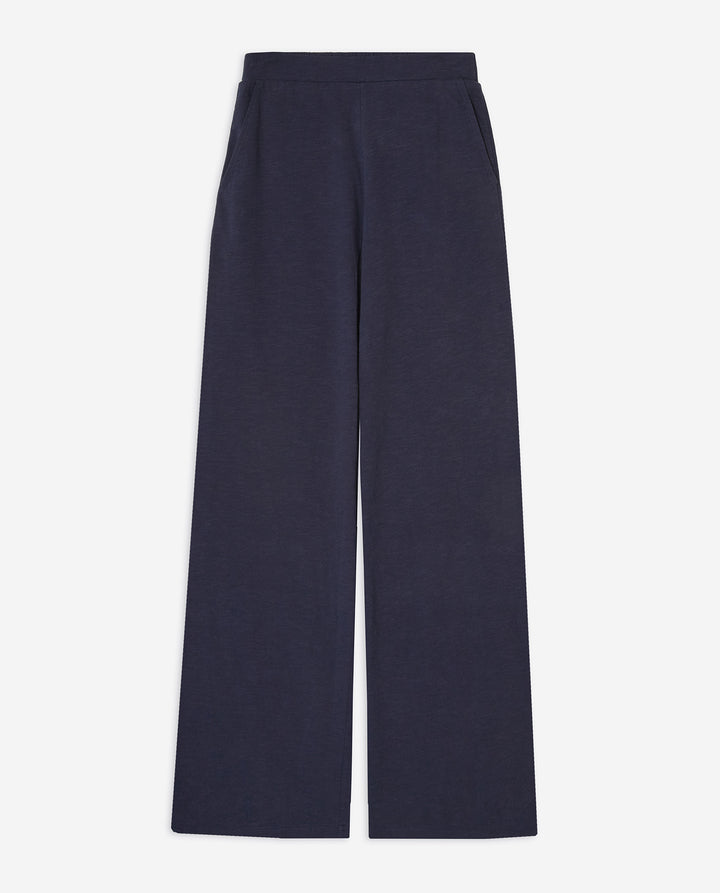 Pantalon en coton - Un modèle à jambe large et taille élastique