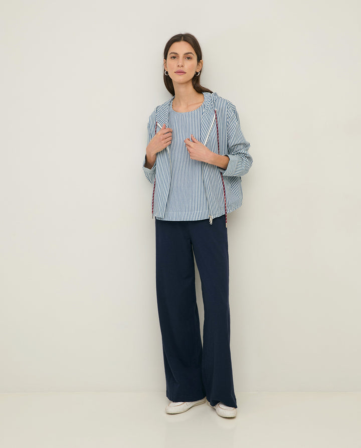 Pantalon en coton - Un modèle à jambe large et taille élastique