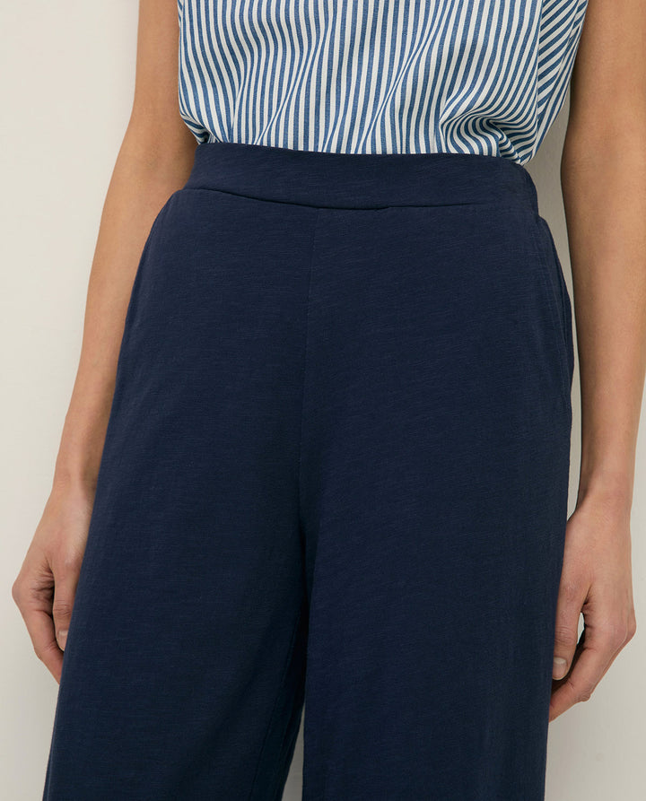 Pantalon en coton - Un modèle à jambe large et taille élastique