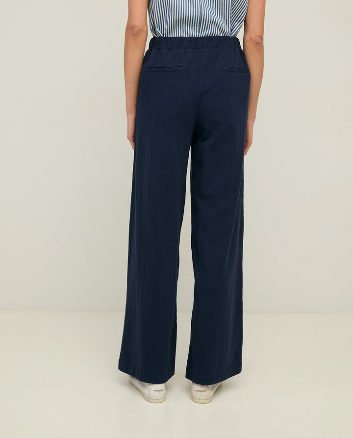 Pantalon en coton - Un modèle à jambe large et taille élastique