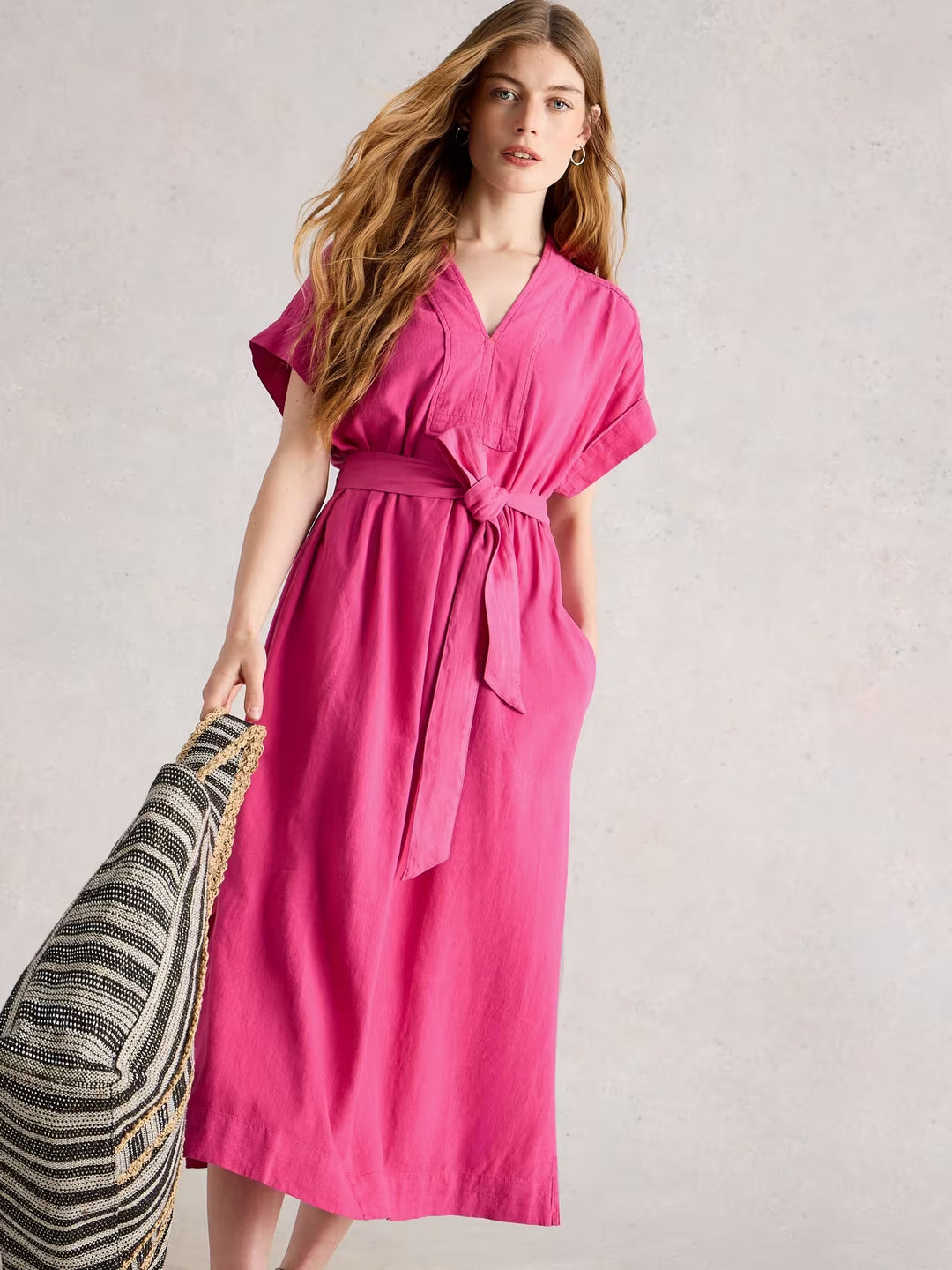 Marianne linen blend midi dress