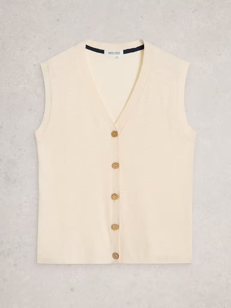 Veste sans manches col V Nova - Mélange de coton biologique et lin