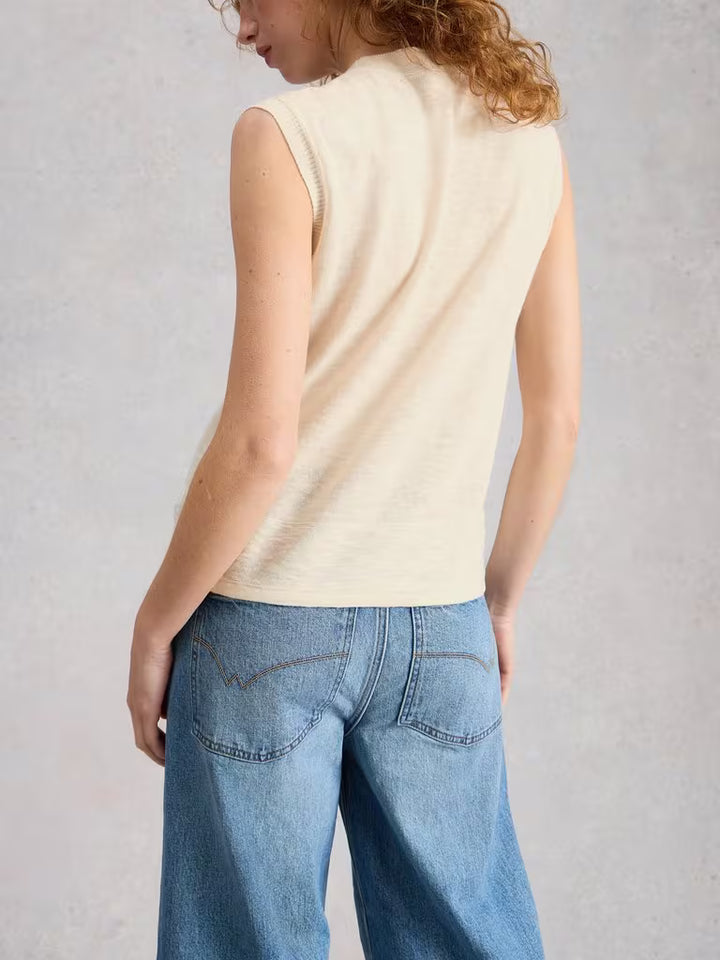 Veste sans manches col V Nova - Mélange de coton biologique et lin