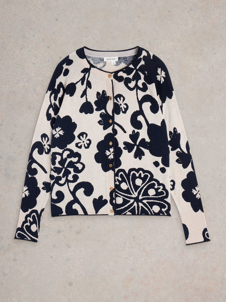 Cardigan multi floral en coton biologique Lulu