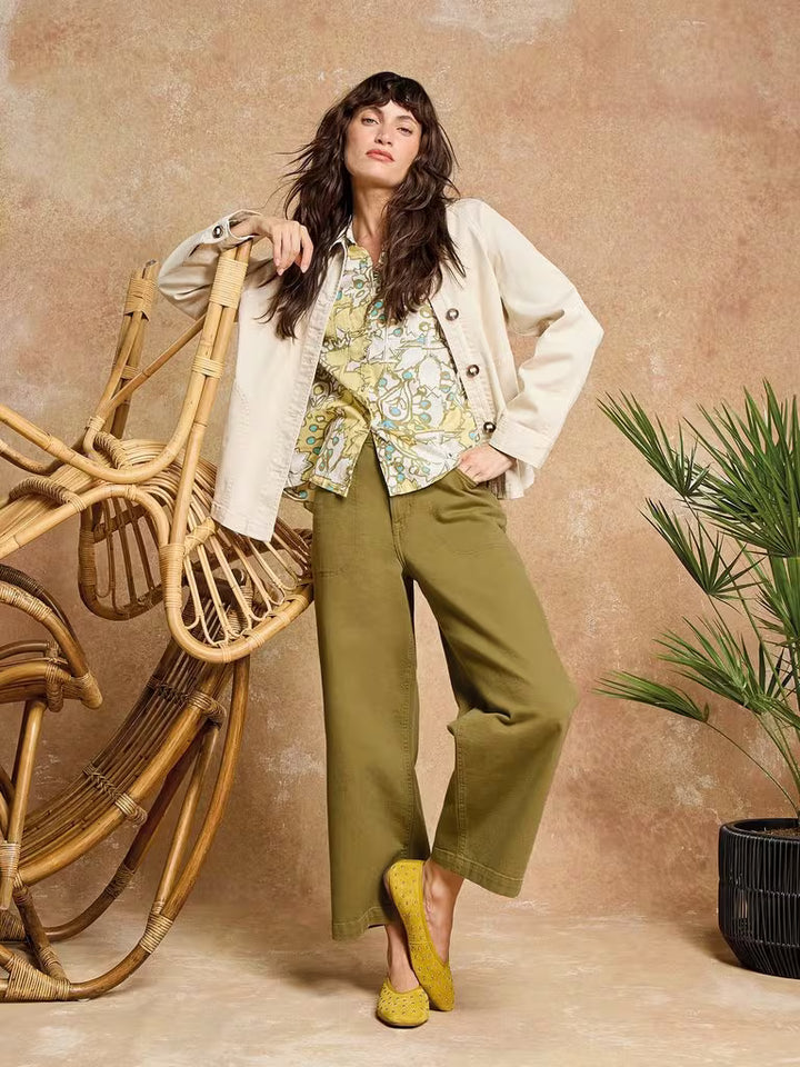 Jean kaki à coupe wide leg Tia