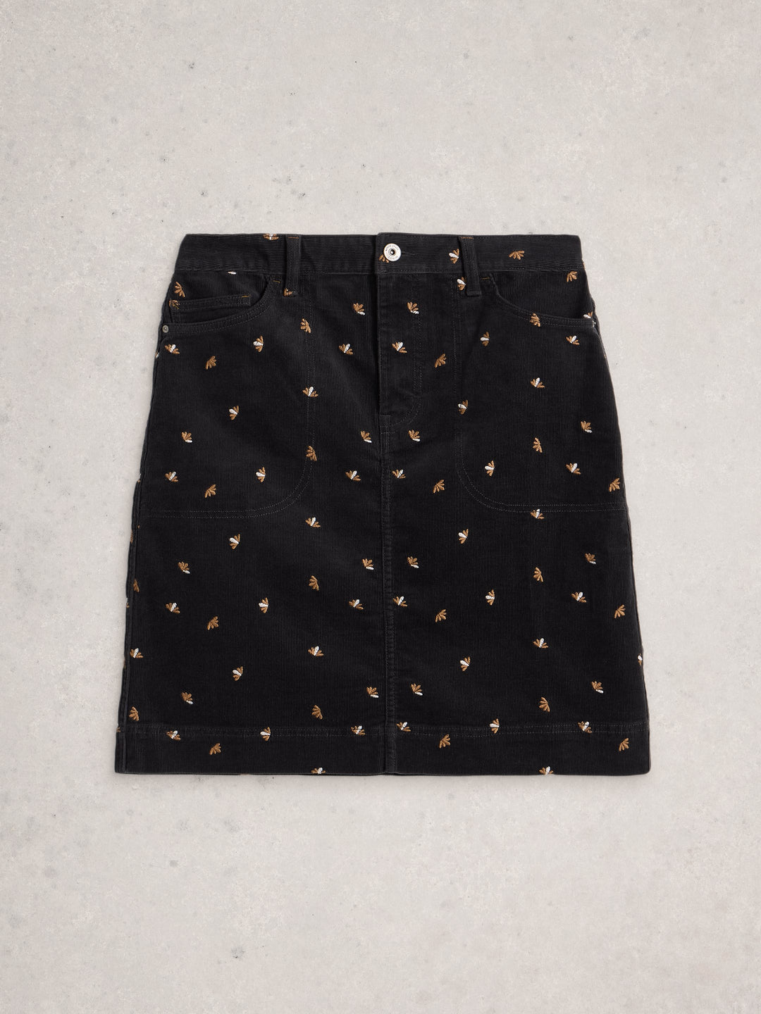 Jupe en velours côtelé et broderies mignonnes Tia