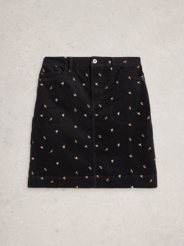 Jupe en velours côtelé et broderies mignonnes Tia